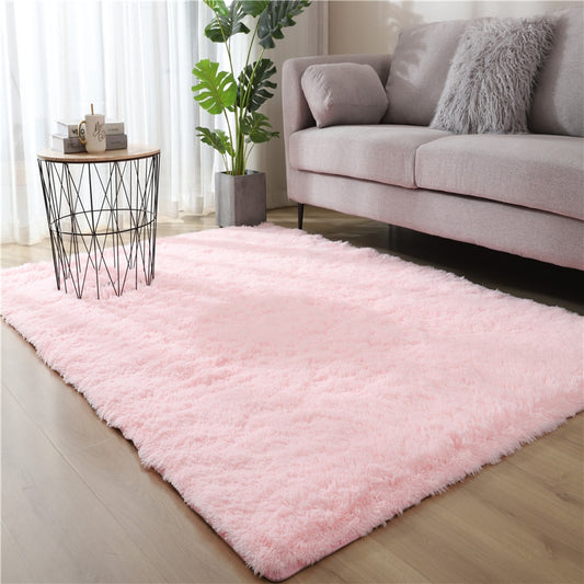 Plush Carpet for Living Room and Bedroom - Soft, Fluffy, and Anti-Slip Floor Rug - Elegant Lounge Decor and Solid Design