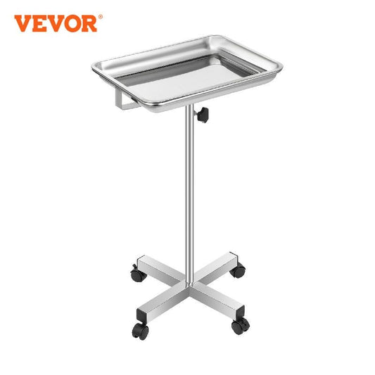 Mobile Mayo Stand: Adjustable Height Tray with Omnidirectional Wheels for Home Equipment, Personal Care, and Laboratory Use (32-51 Inch)