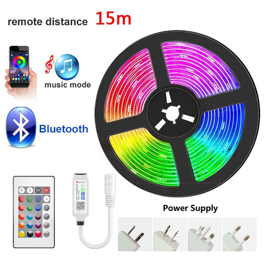 Wi-Fi 5050 RGB LED Light Strips with Bluetooth | Flexible 30LEDs/M RGB Strip Lamp | DC 12V Backlight Tape Mural for TV Home Decoration