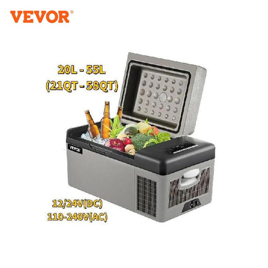 Portable Car Refrigerator: Versatile Compressor Mini Fridge & Freezer - Ideal for Camping with Dual Power Supply (12/24V DC & 110-240V) and Various Capacities (20L, 22L, 35L, 45L, 55L)