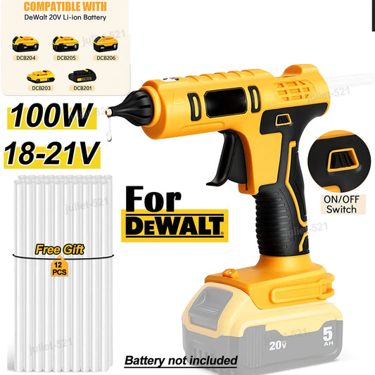 Versatile Cordless Electric Handheld Glue Gun Kit with Anti-Scald Nozzle and 12 Sticks for Dewalt - Your Ultimate Repair and DIY Companion