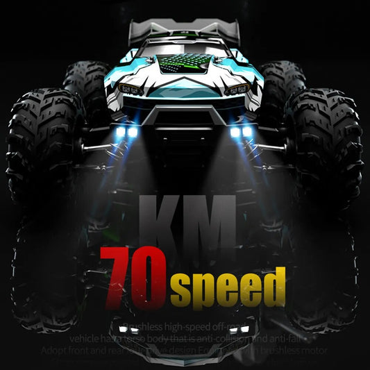 1:16 High-Speed 4WD RC Car with LED Lights - Off-Road Thrills at 70KM/H! Ultimate Remote Control Fun for Kids