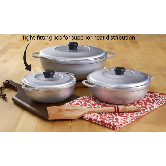 Imusa 3 Piece Colombian Cast Aluminum Caldero or Dutch Oven Set with Lid