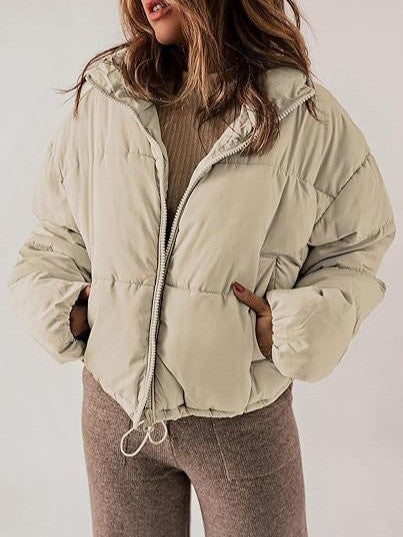 Stand-collar Puffer Cotton-padded Coat For Petite Figures
