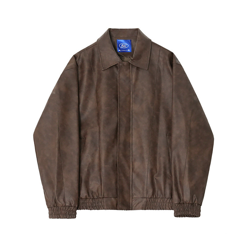 Men's Short Motorcycle Leather Jacket