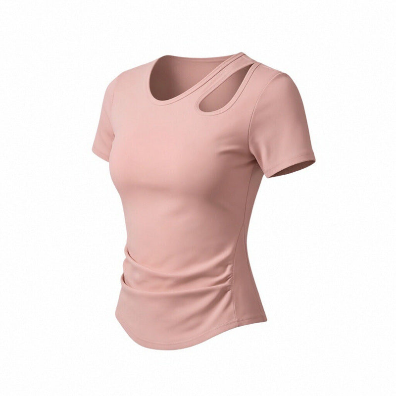Womens Short-sleeve Workout Top Cropped Style Waist-cinching And Slimming