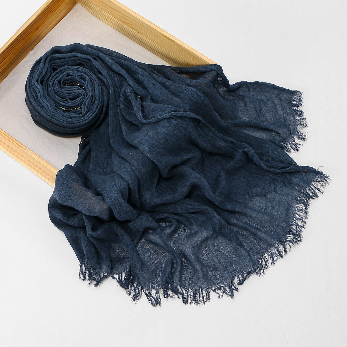 Cross-border Arrival Rayon Crinkle Chain-pattern Fringed Long Scarf