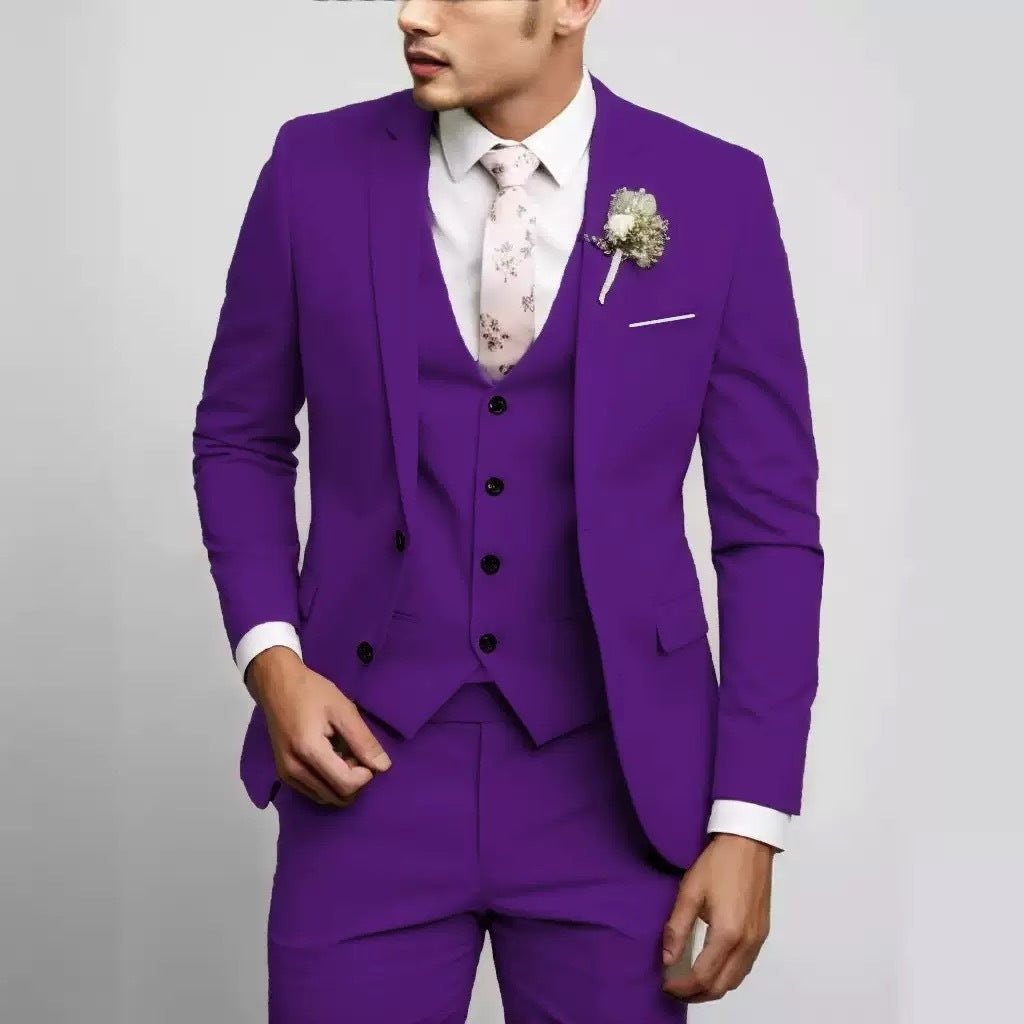 New Multi-color Two-button Three-piece Casual Suit Set For Men