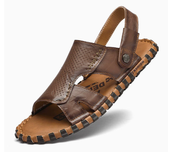 Leather Casual Outdoor Beach Thick-soled Slippers