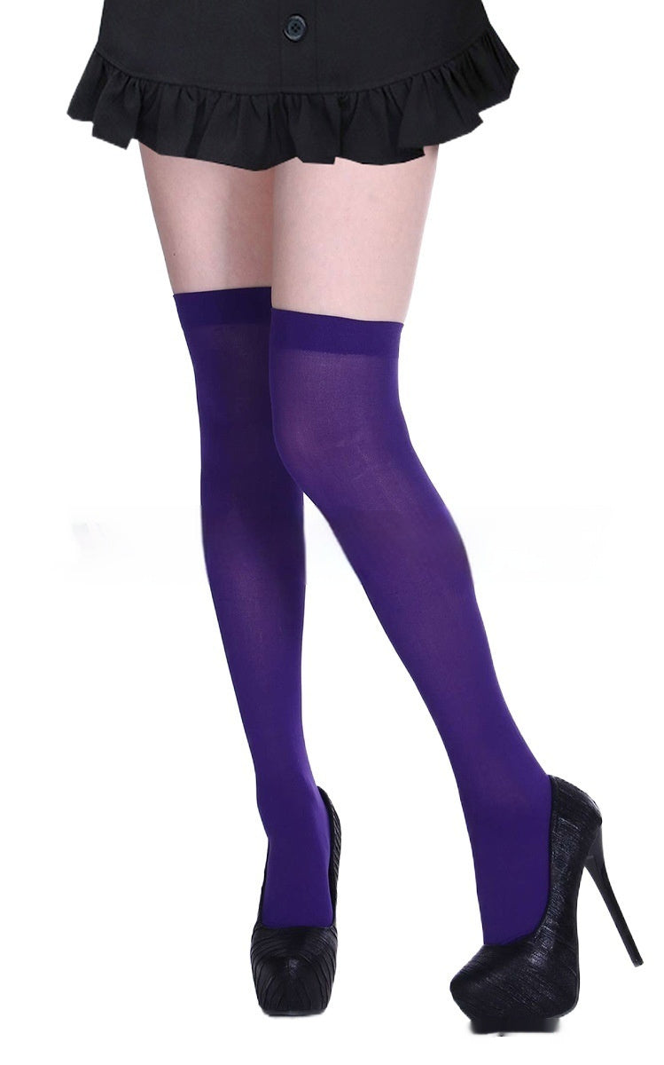 Solid-color Thigh-high Stockings For Halloween Party Costumes And Props