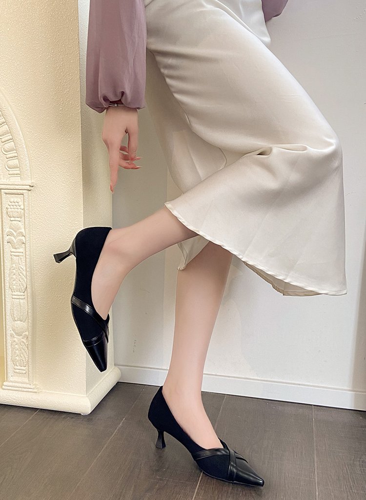 Women French Style Height Increase Stiletto Pumps, New Spring Autumn Gentle Mary Jane Leather Shoes For Dresses
