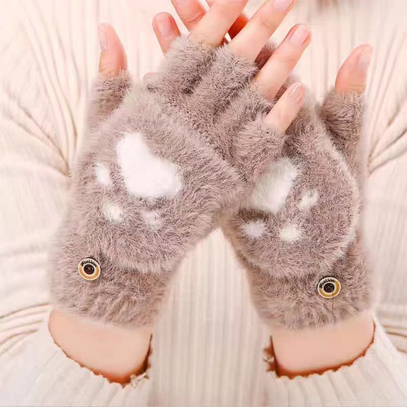 Half-finger Knitted Warm Cat-claw Gloves