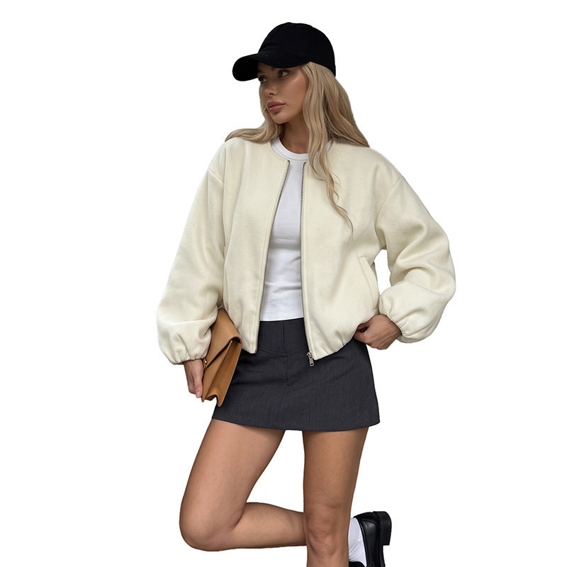 Casual Sporty Loose-fitting Cropped Jacket