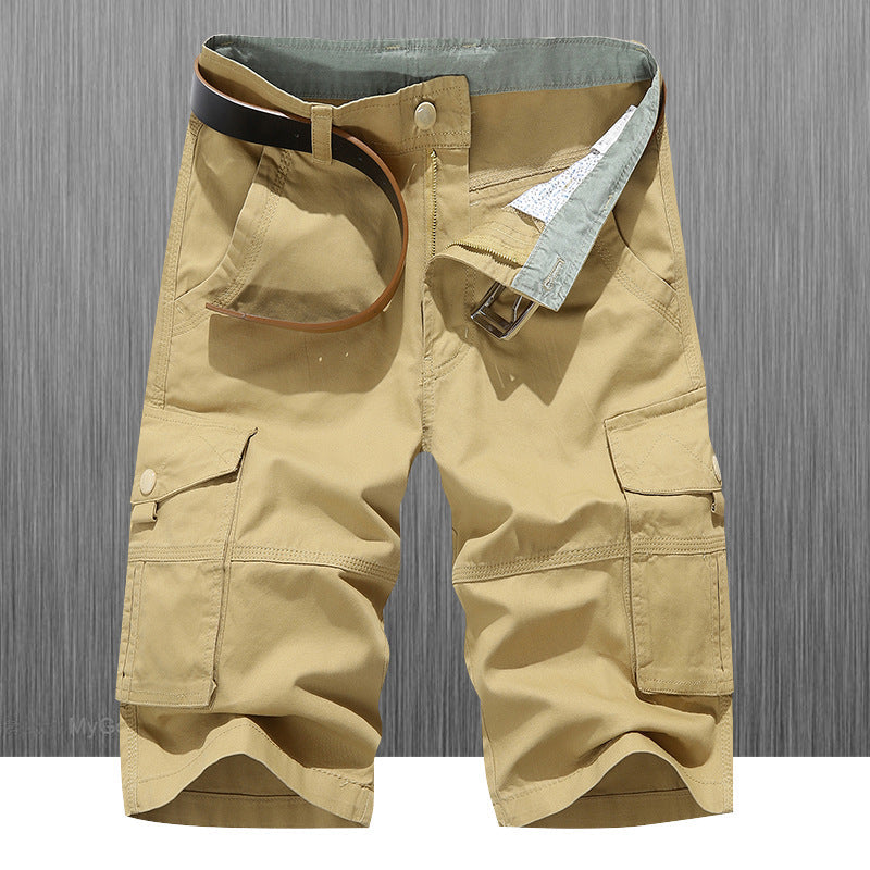 Men Summer Loose Fit Cotton Cargo Shorts Thin Fabric Multi Pocket Camo Bermuda & Capri Casual Pants