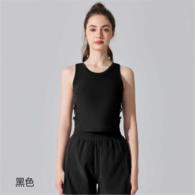 Womens Sleeveless Sports Vest For Running And Fitness With Built-in Bra Padding