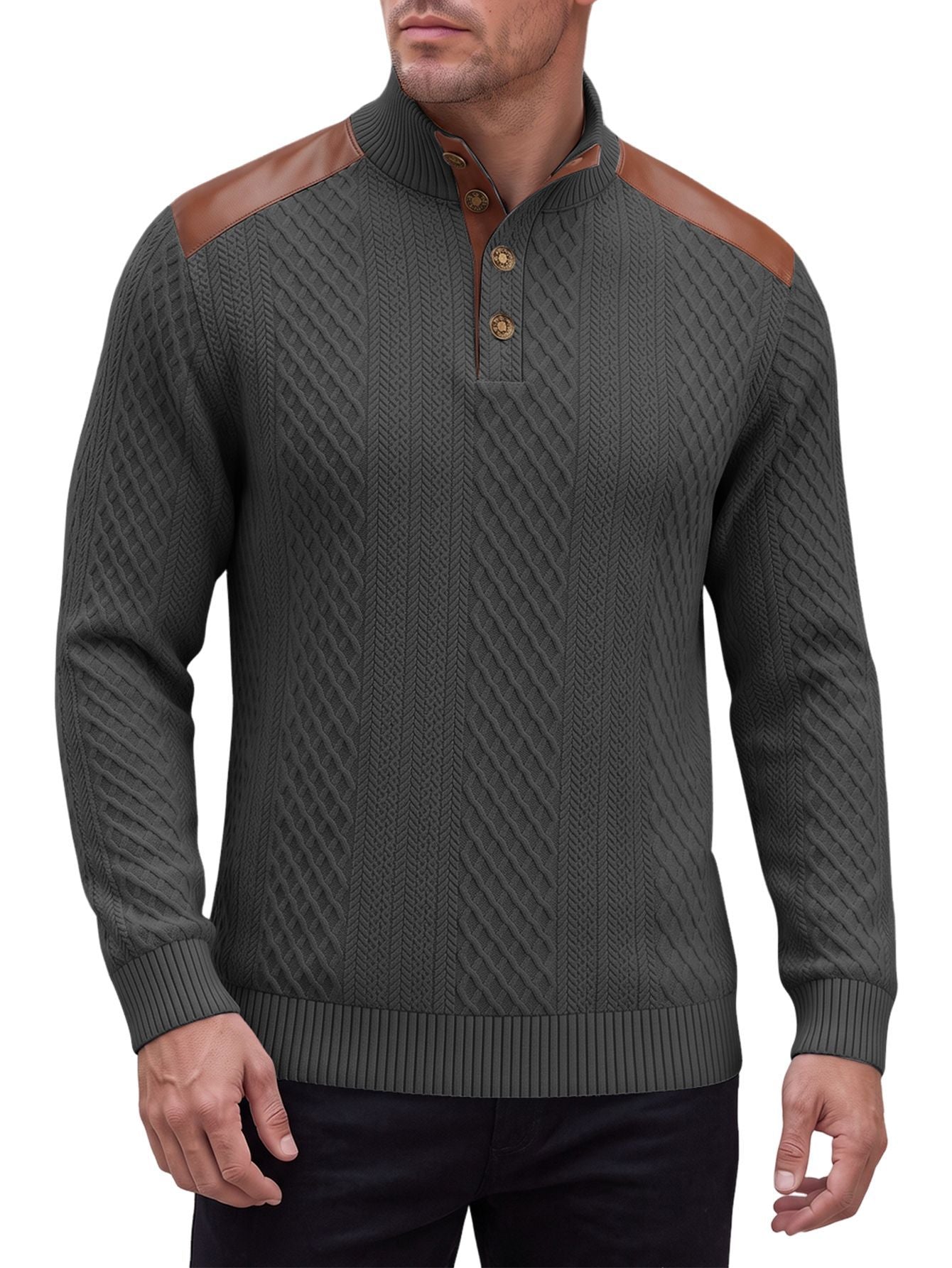 Stand-collar Knit Top With Spliced Shoulders And Sporty Sleeve Long Sleeves