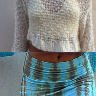 Stitching Hollow-Out Knitwear Dress Suit