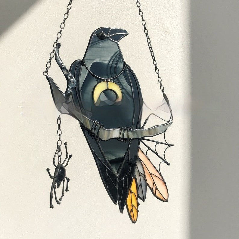 Halloween Decor Raven Gothic Acrylic Pendant