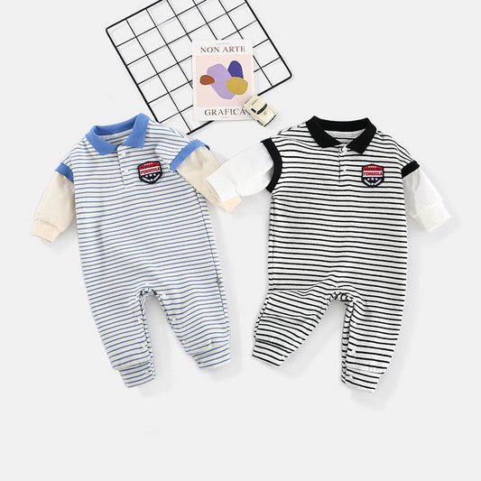 Baby Onesies Striped Male Baby Newborn Clothes Baby Autumn Clothes