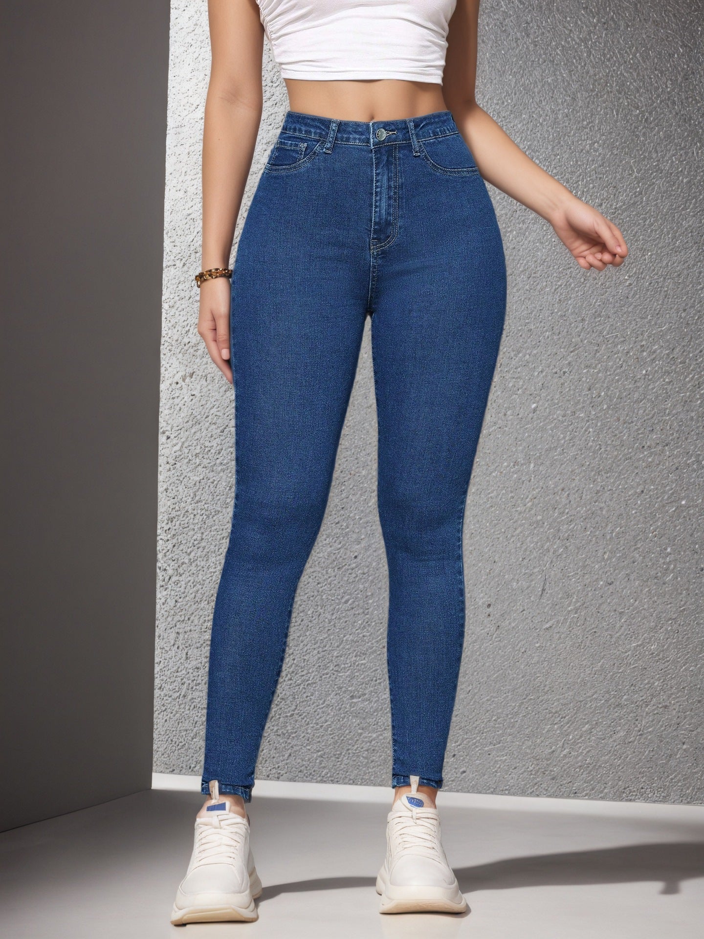 Stretchy Slim-fit Skinny Jeans High-waisted With Tummy-control Design