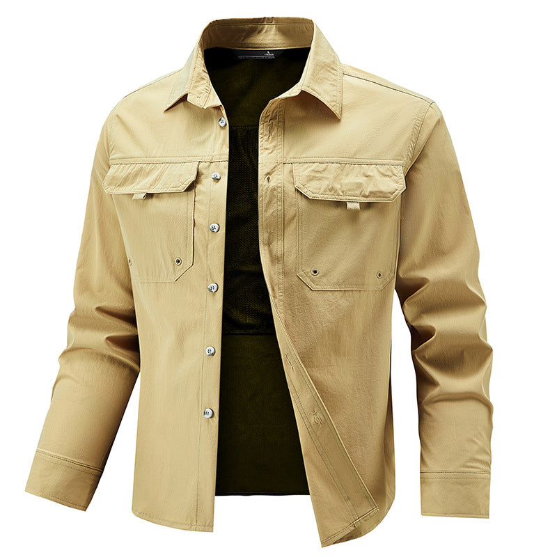 Mens Stretch Quick-Drying Long-Sleeve Shirt