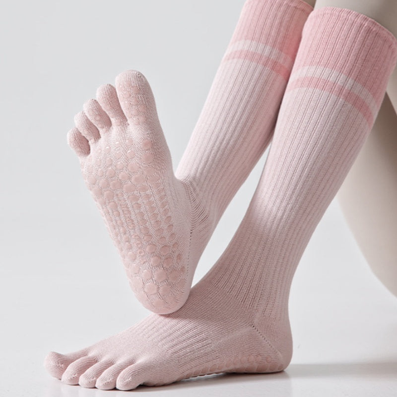Color-blocked Ankle Cuffs Five-finger Yoga Calf Socks