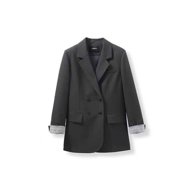 Gray Korean-style Loose Casual Blazer For Women