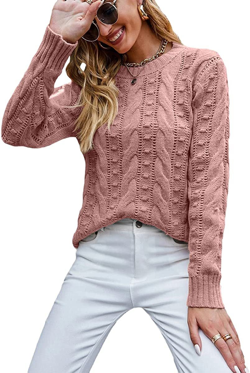 Pullover Long-sleeve Cable-knit Sweater For Women