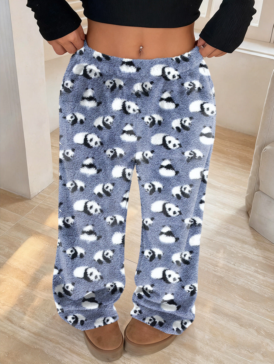 Straight-leg Wide-leg Pants Fashionable Plush For Women