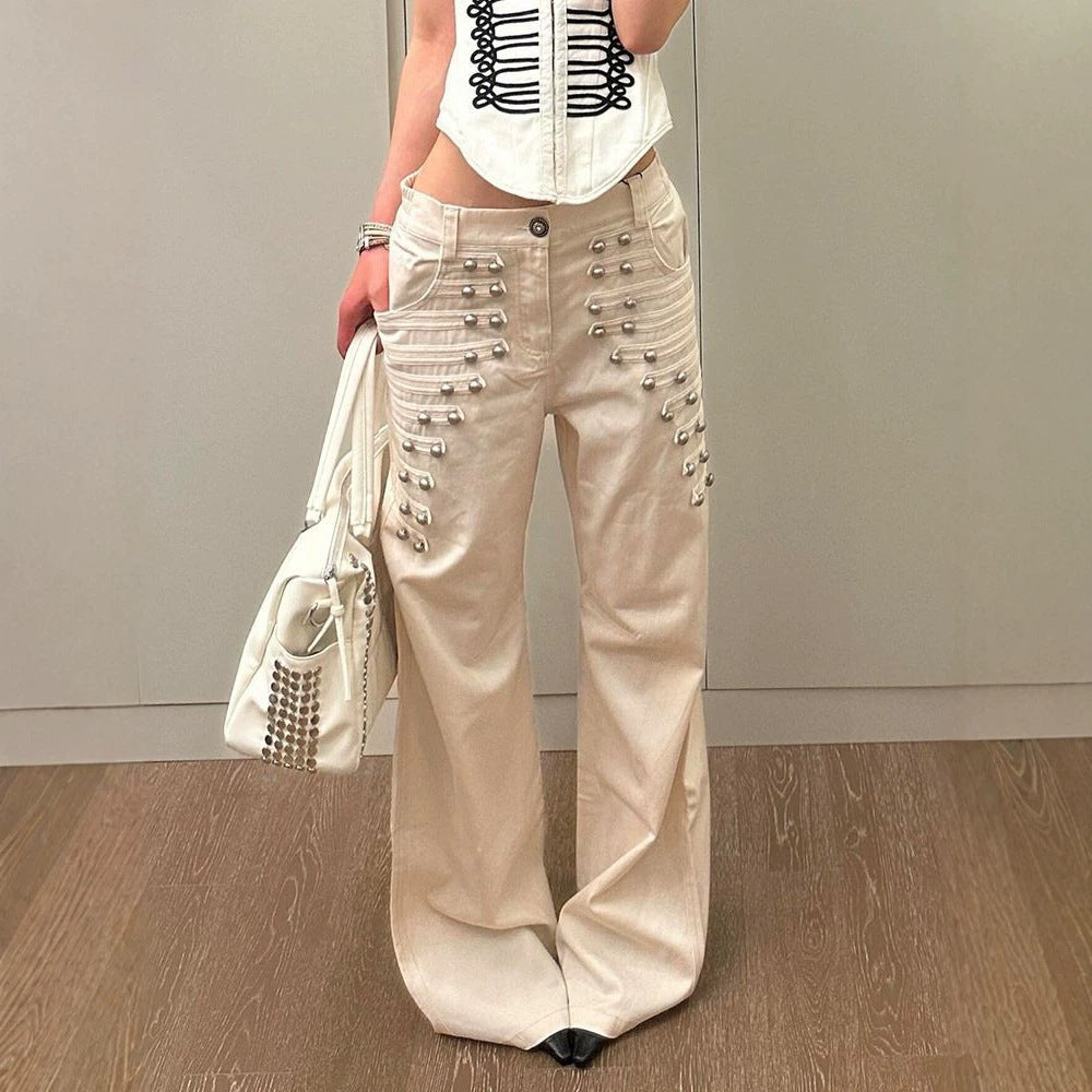 American-style Retro Metal-button Designer Jeans