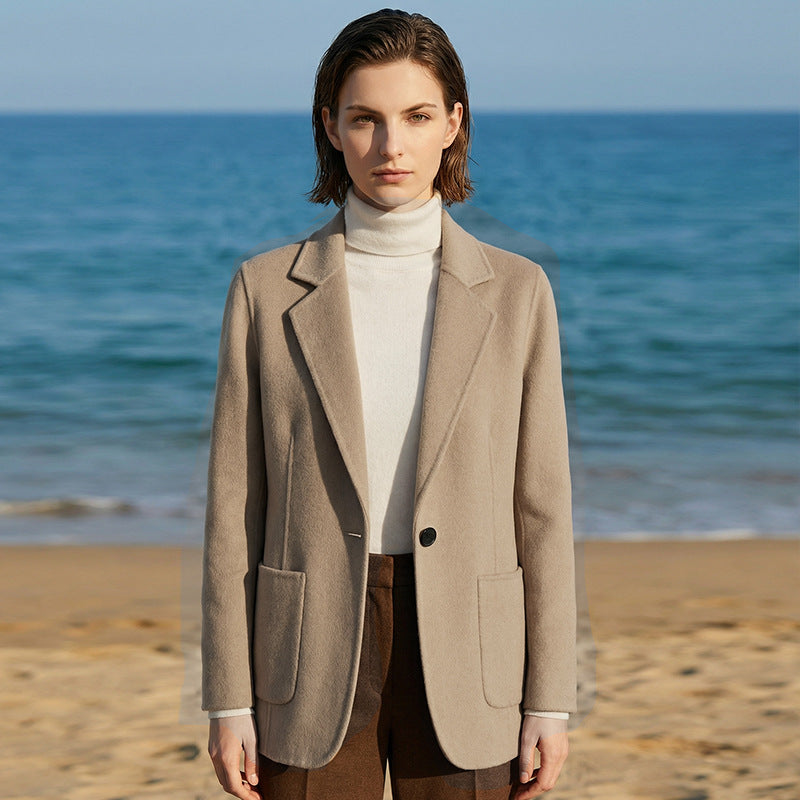 Double-breasted Wool Suit Coat For Women