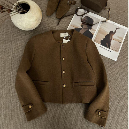 Spring And Autumn Jacket With A Round Neck Chic Korean-style Top Easy To Match