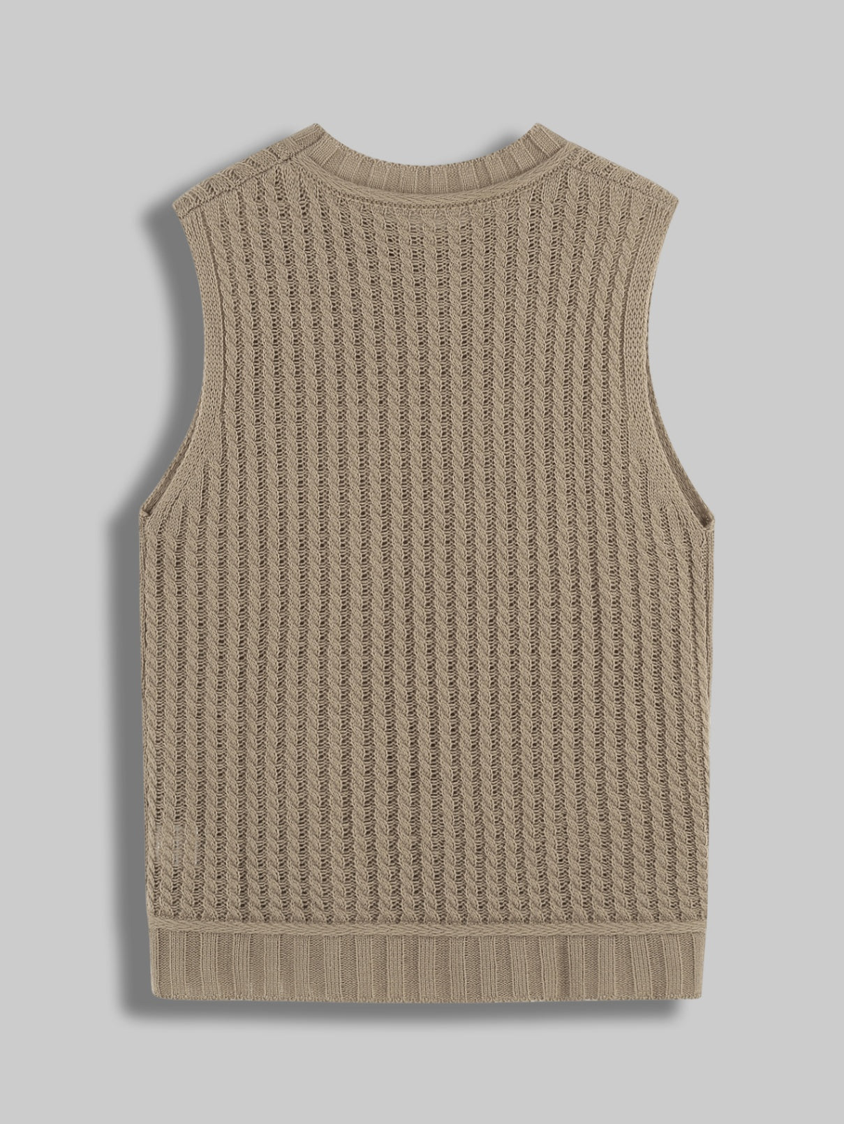 Women Sleeveless Cable Knit Sweater Vest Crew Neck Solid Acrylic Knit Tank Top