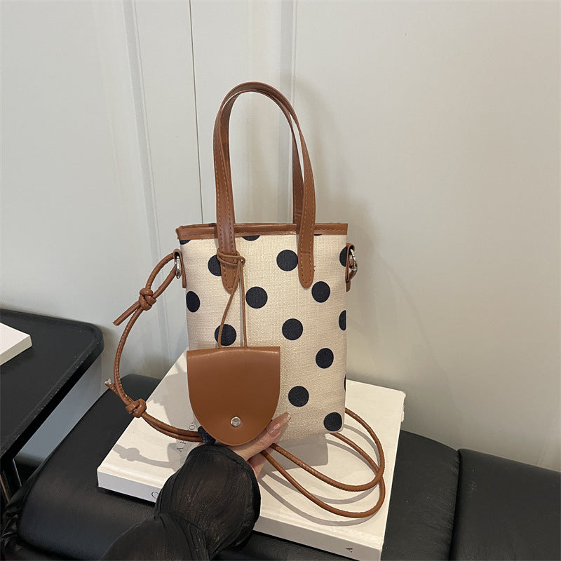 Korean-style Retro Polka-dot Mini Bucket Bag For Women