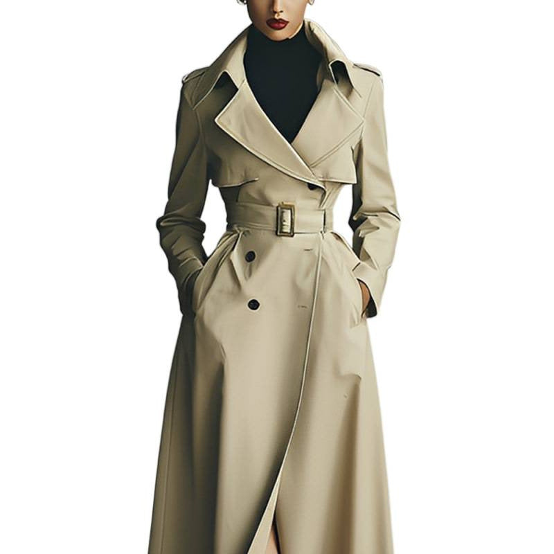 Elegant Versatile And Figure-flattering Long Coat Womens Trench-style Outerwear