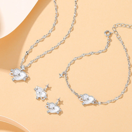 Senz Track Sterling Silver Heart Clavicle Chain