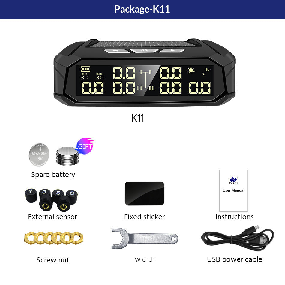 Solar External Tire Pressure Monitor 6 Tire RV Trucks