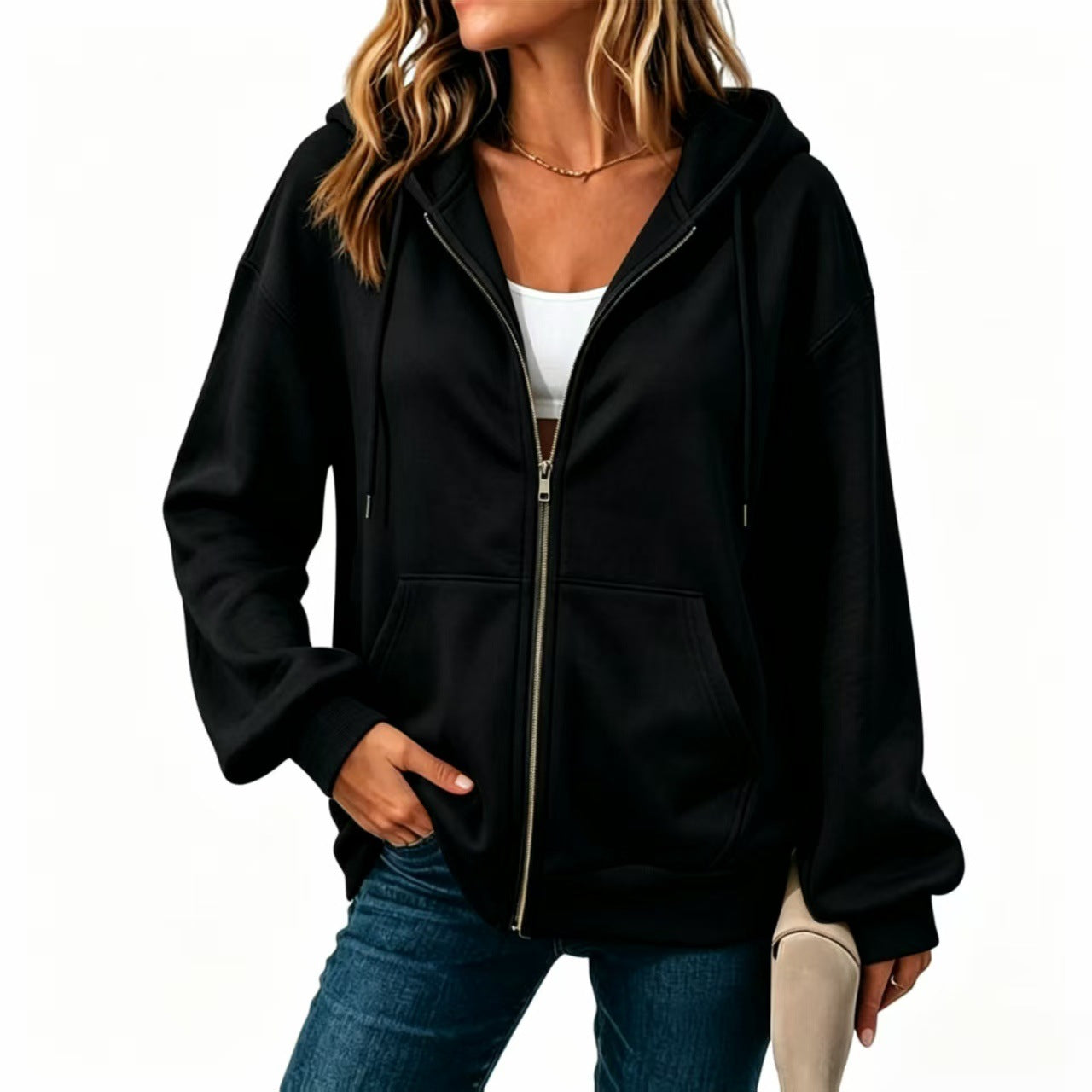 Casual Cardigan With Dropped Shoulders And Long Sleeves