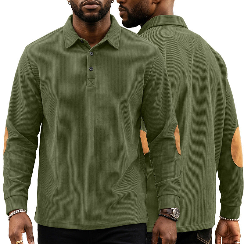 Mens Corduroy Sweatshirt With A Button-front Closure And Lapel