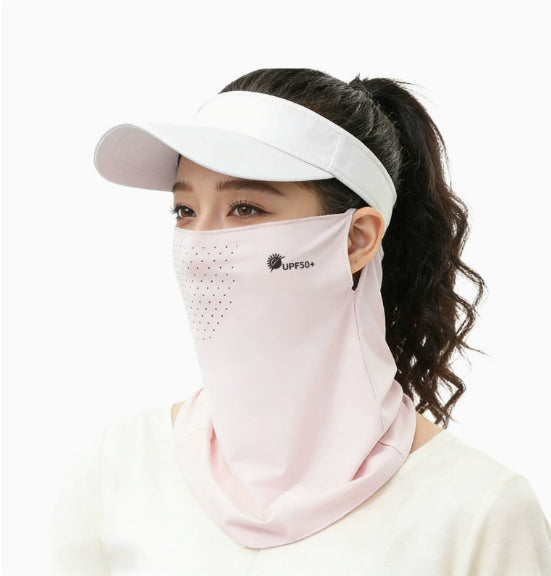Ice Silk Sun-Protective Face Mask For Women Summer Full-Face UV-Proof Outdoor Golf Cycling Neck-Protecting Mask, Sun-Shading Veil