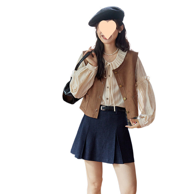 Round-neck Loose-fit Forest Style Vest Top