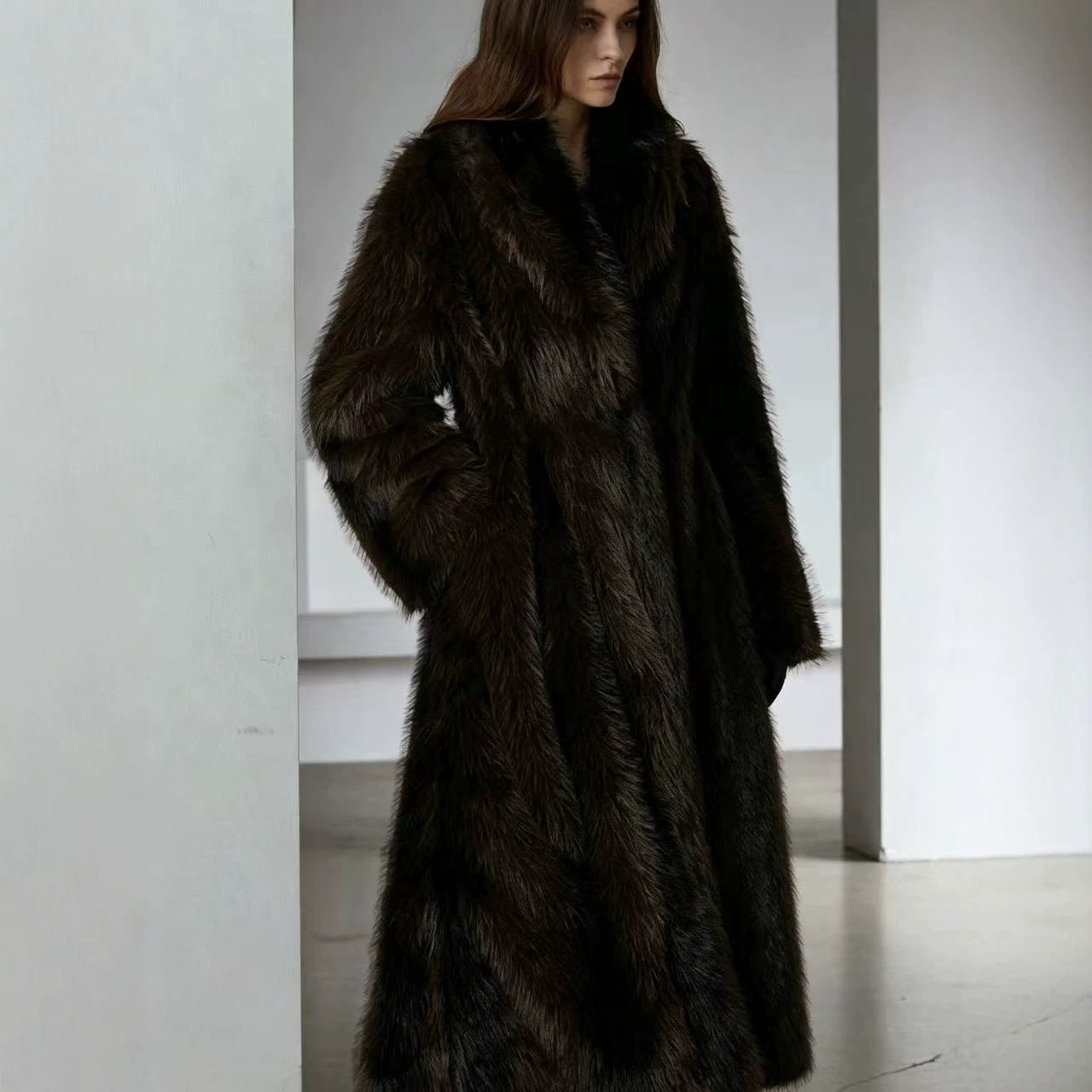 New Womens Long Faux Fur Coat For Fall And Winter