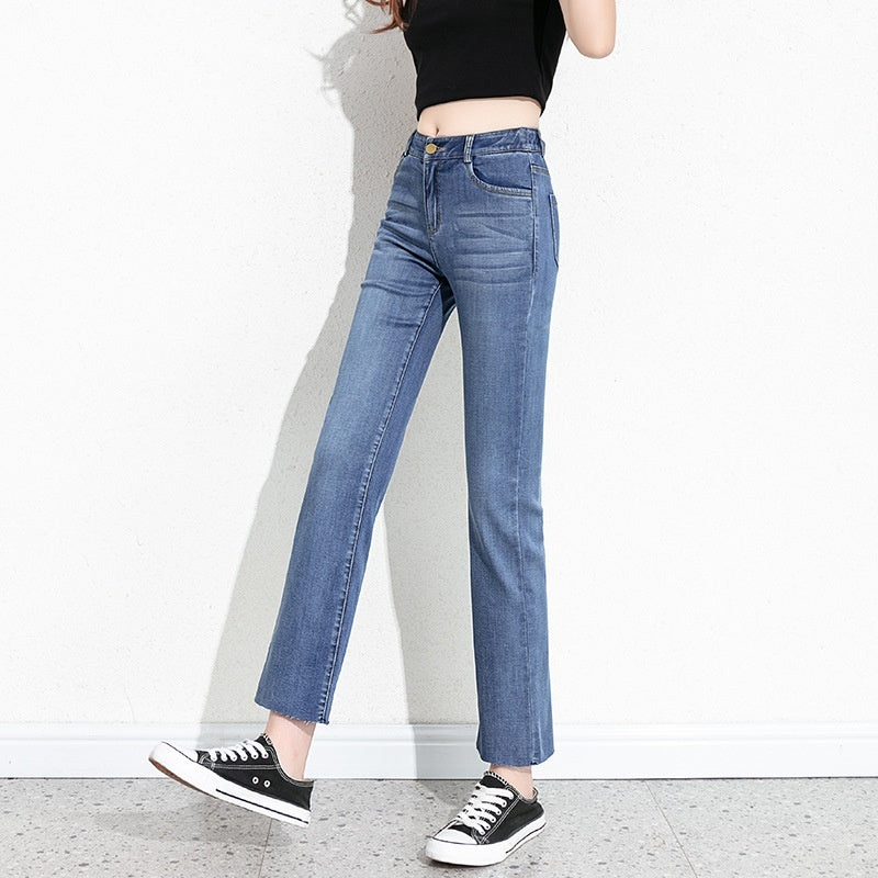 Cigarette-cut Rhinestone-studded Slim Straight-leg Wide-leg Pants