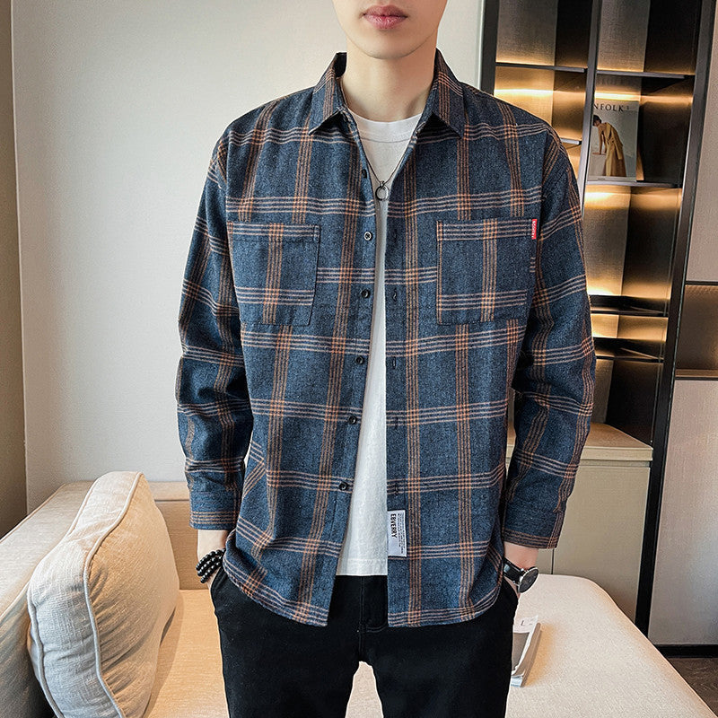 Men's Plaid Long-sleeved Shirt