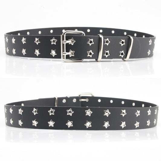 Women's Casual Star Double Row Air Hole Belt