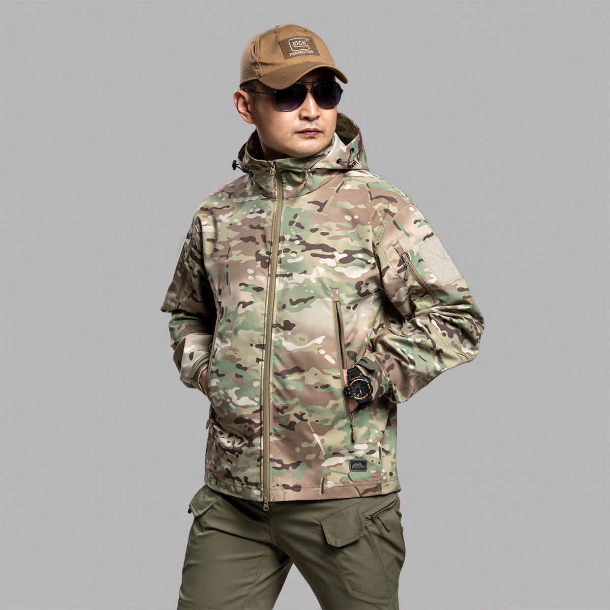 Mens Camouflage Shark-Skin Breathable Jacket