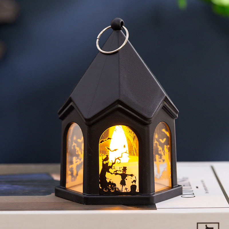 Halloween Pumpkin Lantern Children's Portable Halloween Castle Wind Lantern Ornaments Halloween Decoration Pendant Props