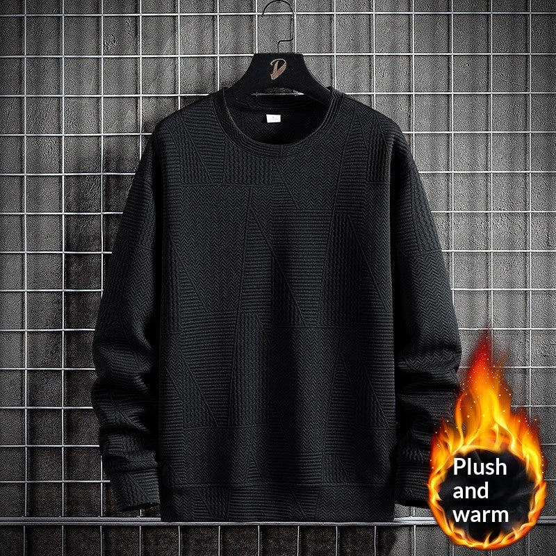 Mens Loose-Fit Casual Crew-Neck Pullover Bottoming Shirt