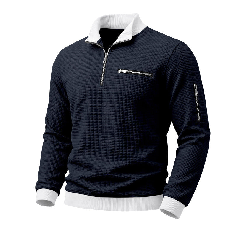 Mens Relaxed-fit Casual Stand-collar Hoodie