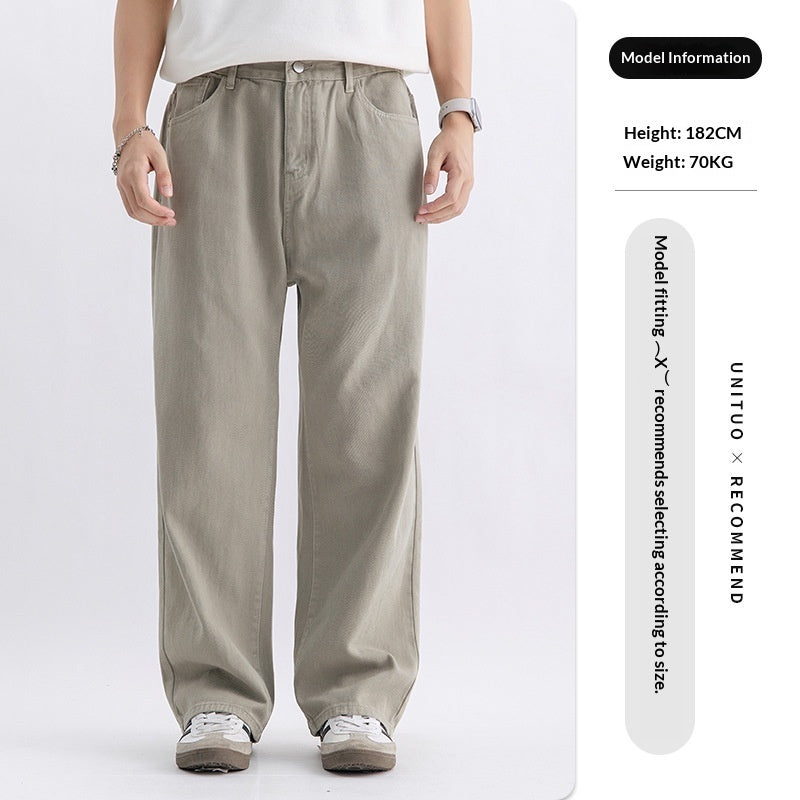 Casual American-style Retro Pure Cotton Workwear Pants Wide-leg For Men